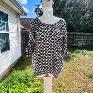 MICHAEL MICHAEL KORS  Black and White Patterned Blouse